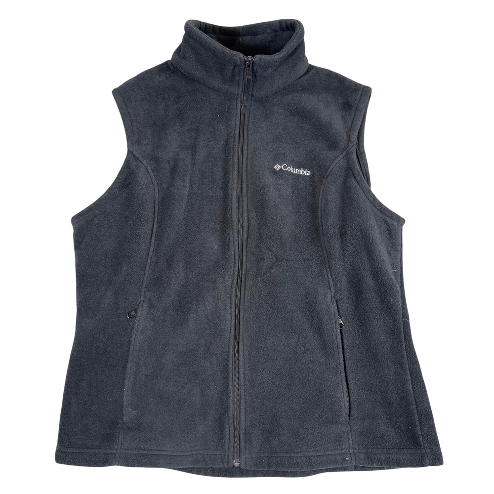 Columbia Benton Springs Fleece Vest Black Full Zip Sleeveless Jacket Womens XL